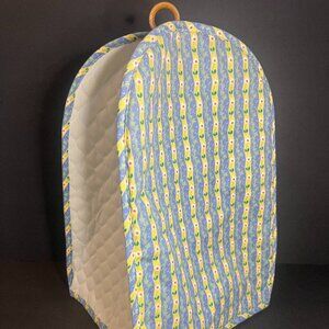 Vintage 1970s Retro Blue, Yellow & White Floral Quilted Kitchen Appliance Cover